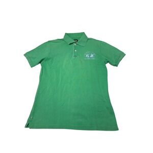 La Martina Jugador de Polo Shirt Green Short Sleeve Logo Men's Size L